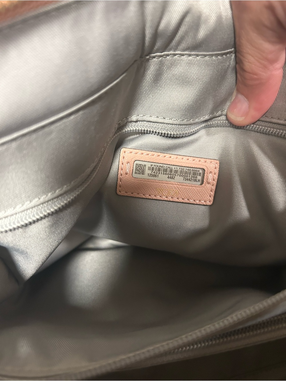 TUMI Blush Pink Varek Park Leather Tote/Laptop Bag with Adjustable Strap - Picture 14 of 16